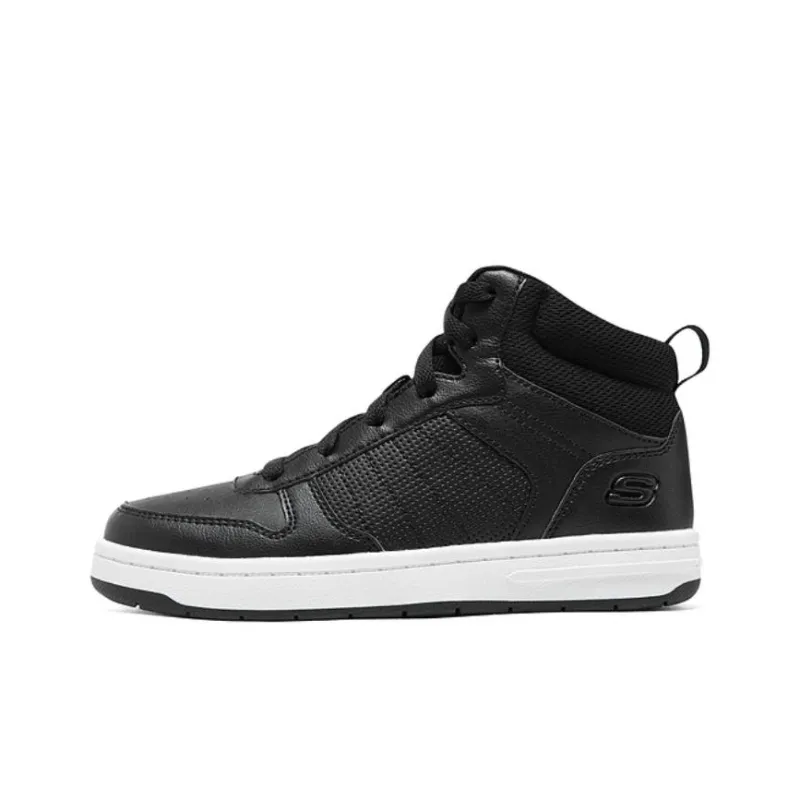 Skechers Anti Slip Wear Resistant Mid Top Kids' Skateboarding Shoes Black White Teenagers-0