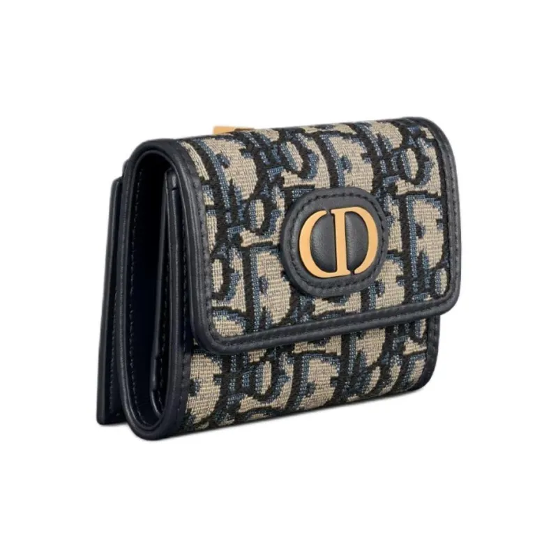 DIOR 30 Montaigne Calfskin With Cotton Wallet Women's Brown-1