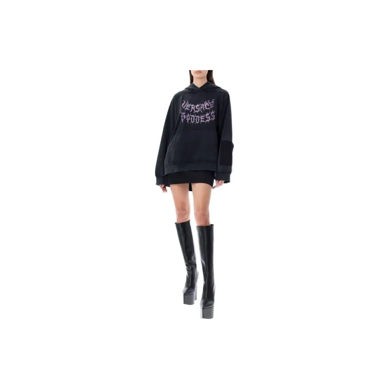 VERSACE Logo Printed Long Sleeved Hoodie-1