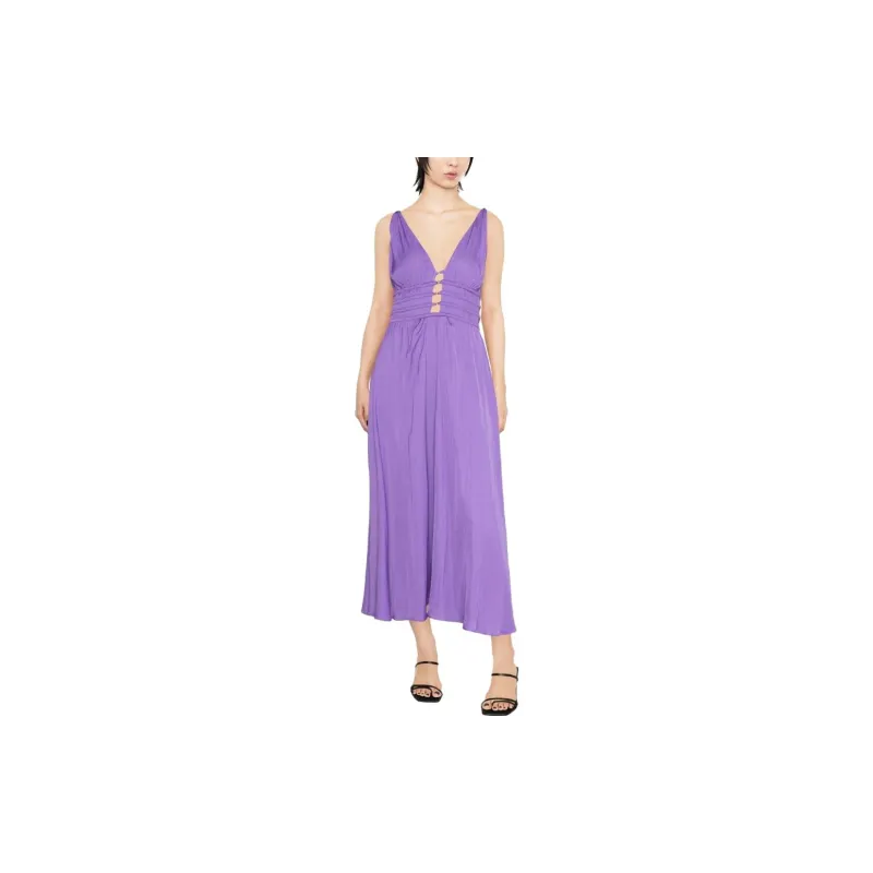 Maje V-neck Cut-out Midi Dress-1