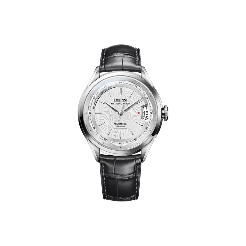 LOBINNI L Business Form Mechanical Movement Cowhide Strap Watch Men's Watches White Dial-1