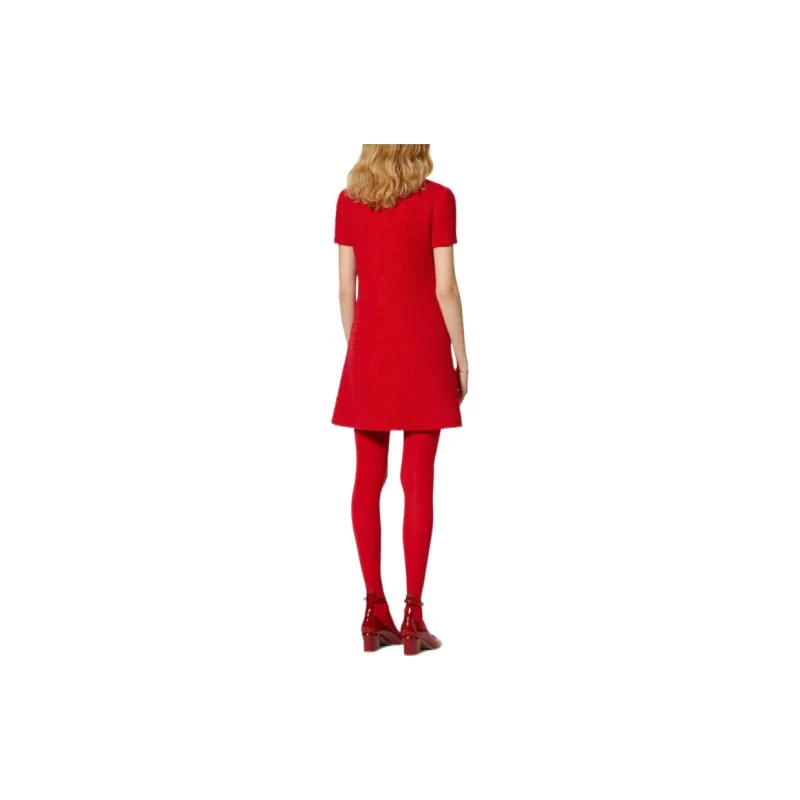 Valentino ROSSO Chinese New Year Short Sleeved Dresses Women's Red-2