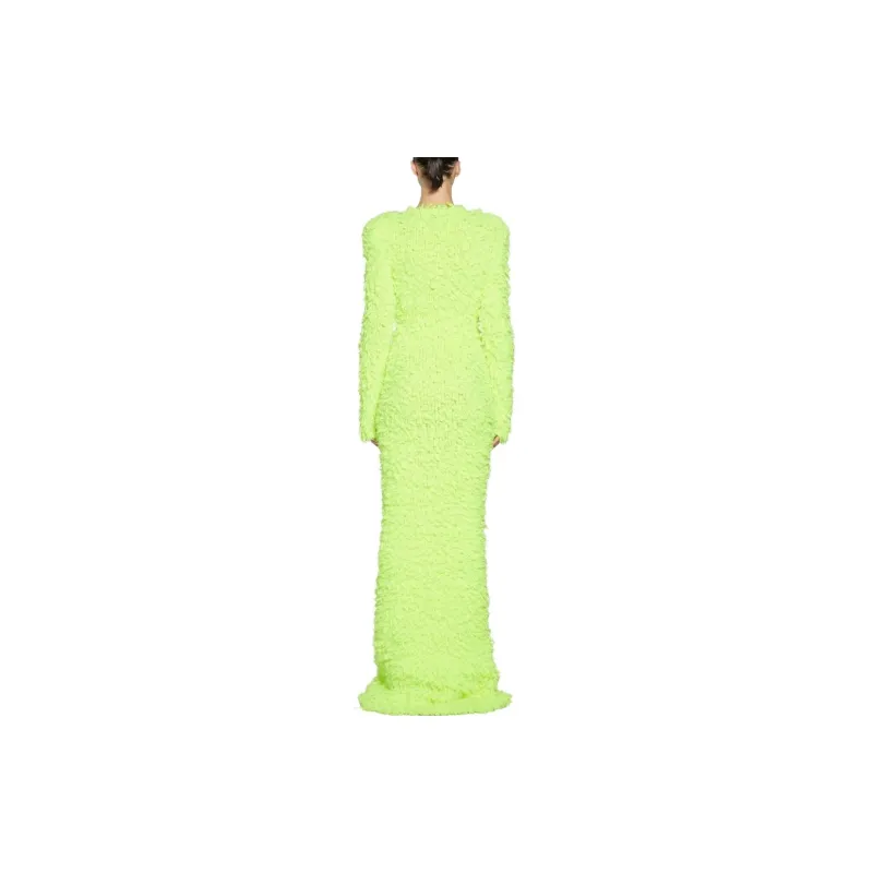 Balenciaga SS23 Long-Sleeved Dresses Slim Fit Women's Fluorescent Yellow-3