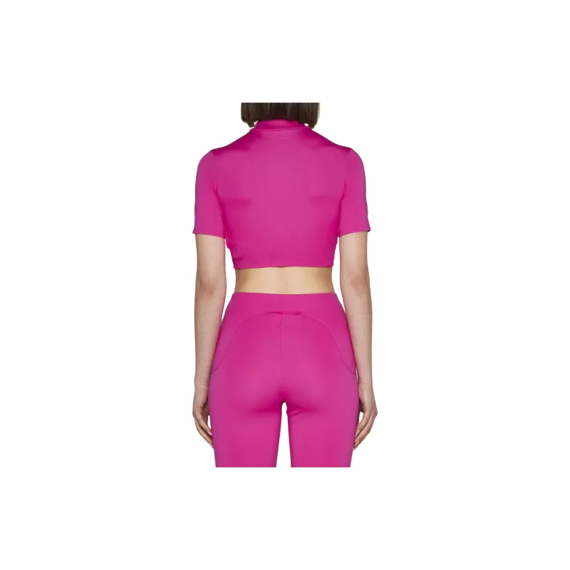 OFF WHITE Zip Detailed Short Sleeved Top-2