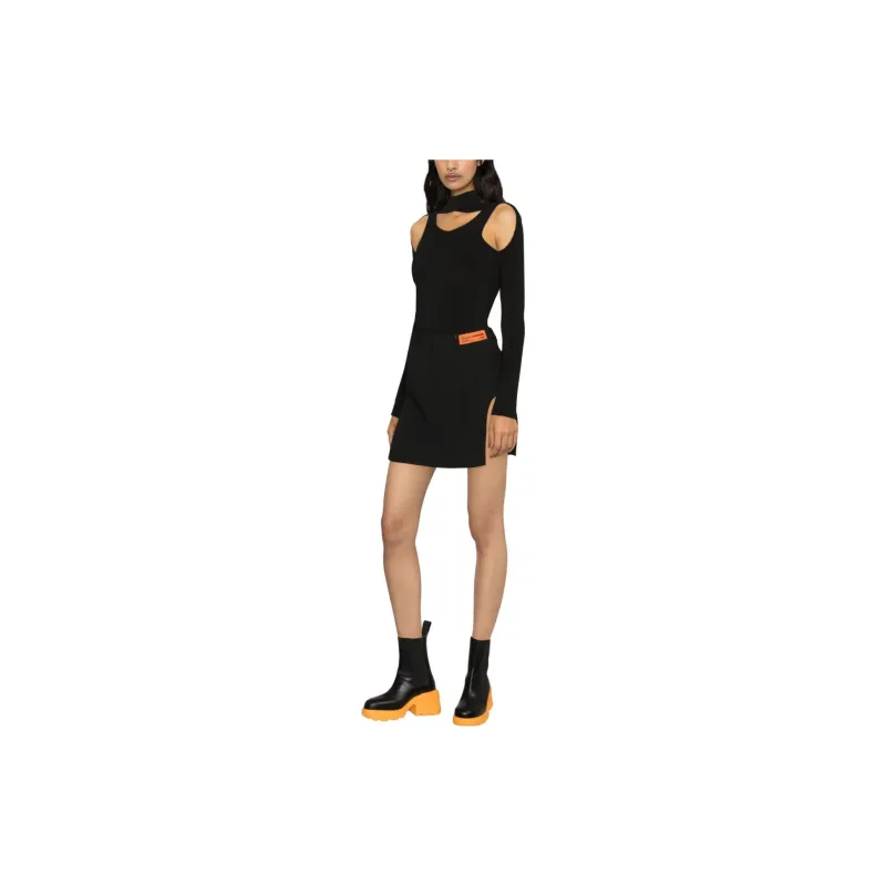 HERON PRESTON Logo Patch Cut Out Skirt-3