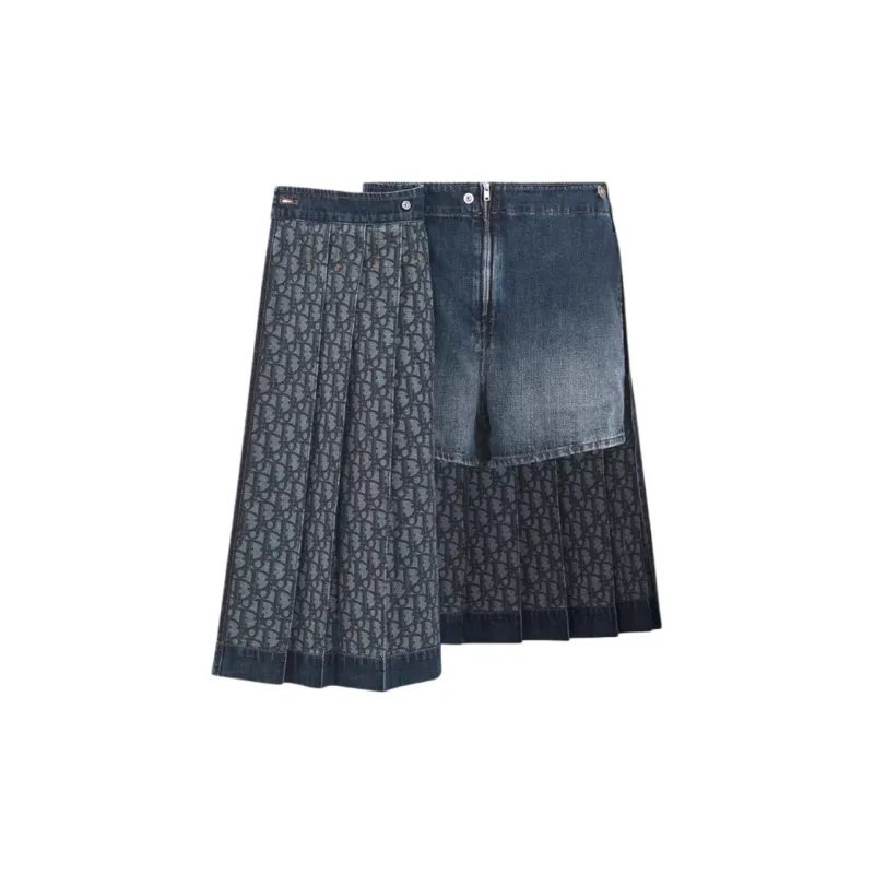 DIOR Pleated Denim Skirt-2