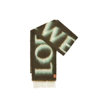 LOEWE Logo Intarsia Fringed Scarf