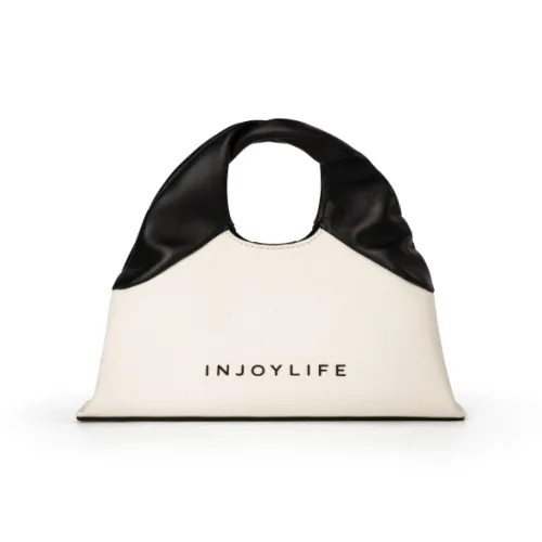 INJOYLIFE 캔버스 소재 양가죽 크로스바디백 핸드백 여성 아이보리 배색