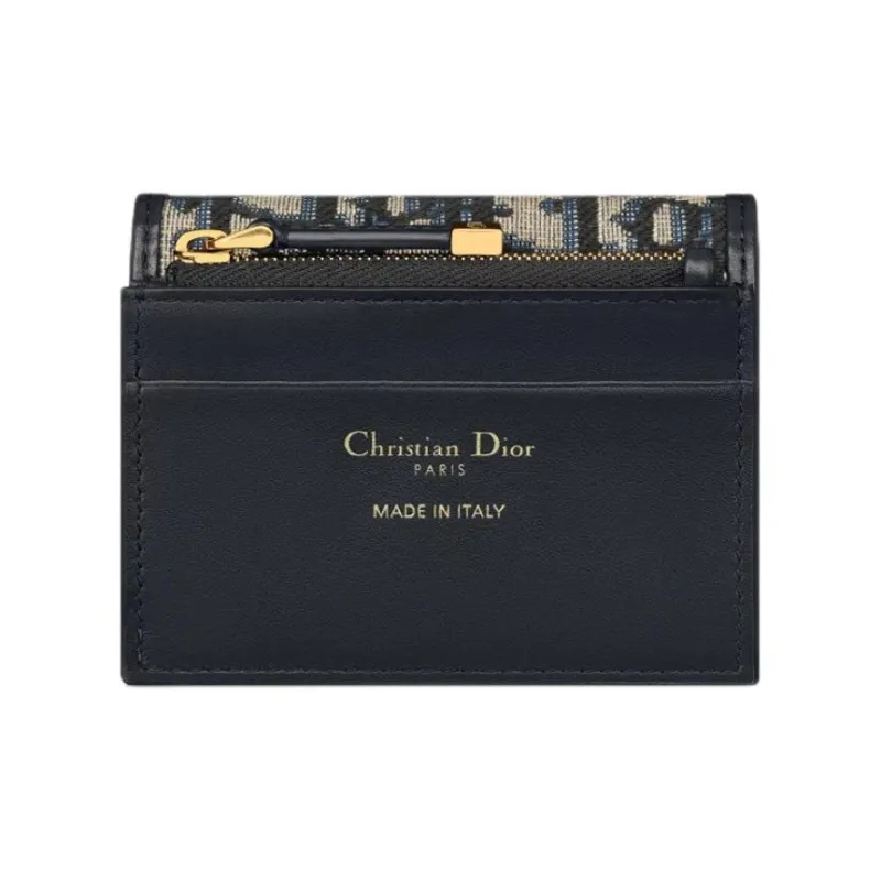 DIOR 30 Montaigne Calfskin With Cotton Wallet Women's Brown-2