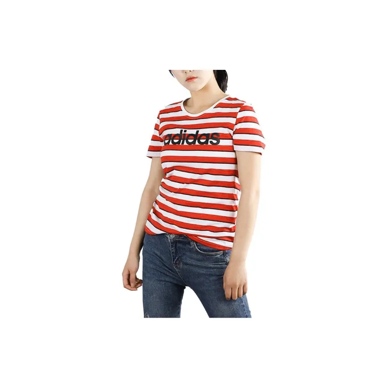 Adidas Set in Sleeve T Shirt Women's Red-2