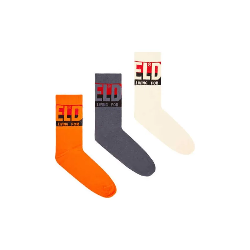 DIESEL Mid-Calf Socks Unisex 3 Pack Mixed Color-1