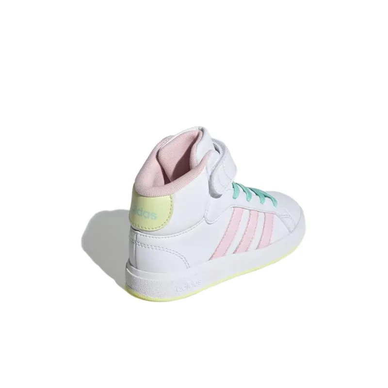 adidas Grand Court Mid K 'White Clear Pink Yellow'-3