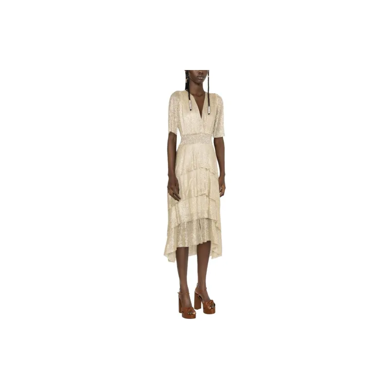 Maje Ruffled Lamé Dress-3