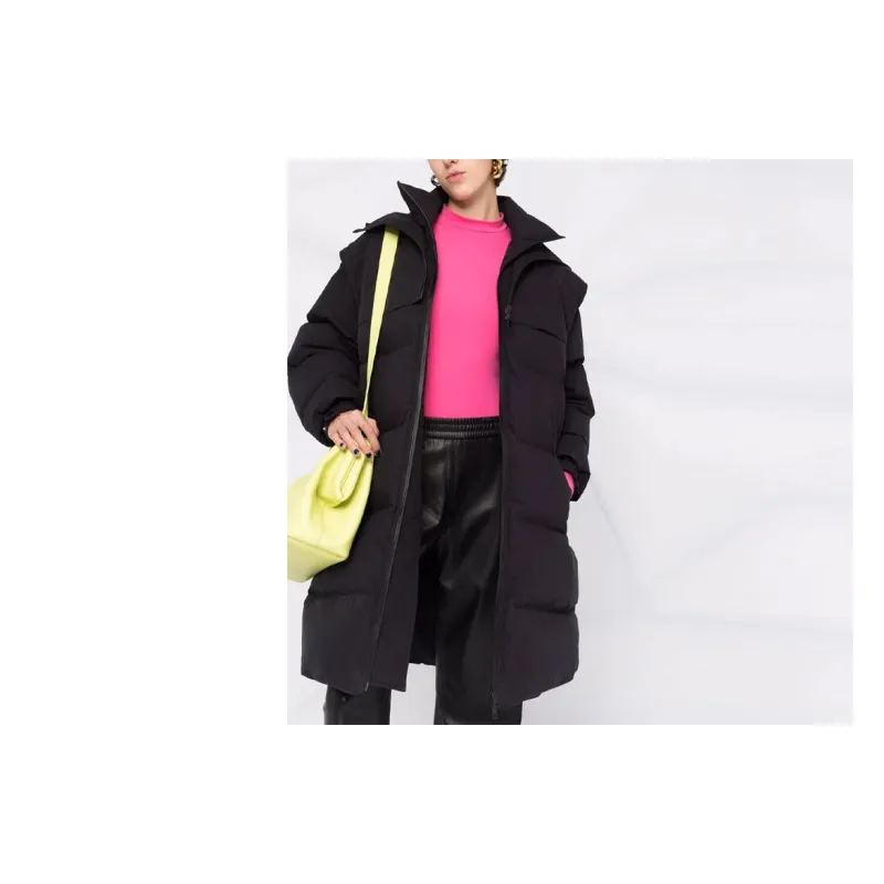 Bottega Veneta Long Fronted Popeline Puffer Jacket Black-4
