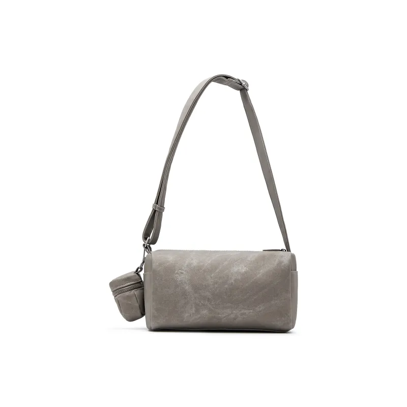 Champion Fabric+Artificial Leather Crossbody Bag Medium Size Unisex Smoke Gray/Champion Blue/Latte Brown/Black-14