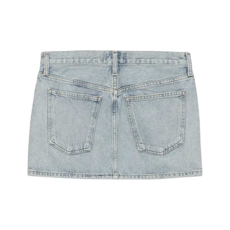 ARITZIA FW24 AGOLDE Alek Mini Skirt Denim Short Skirts Women's Light Indigo-1