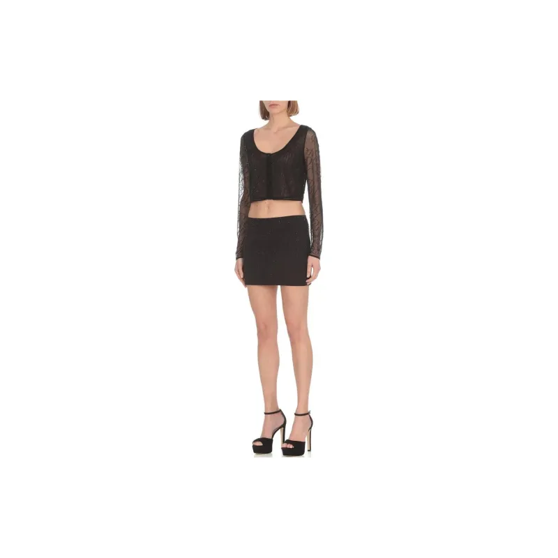 Blumarine Logo Embellished Semi Sheer Cropped Top-1