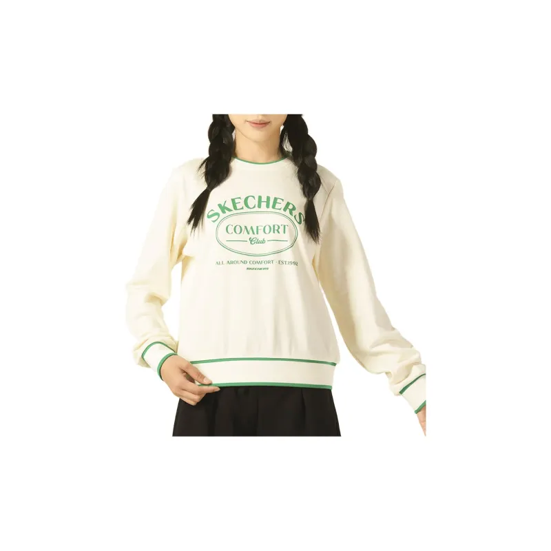 Skechers Colorful Sweatshirts Women's Cream Beige White-2