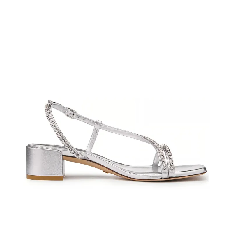 Stuart Weitzman/SW Soiree Crystal 35 Strap Sandals Women's Silver-1