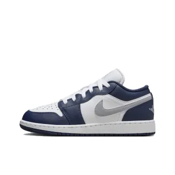 Jordan Air Jordan 1 Slip Resistant Cushioning Wear Resistant Low Top Children's Basketball Shoes Gray Blue Teenagers