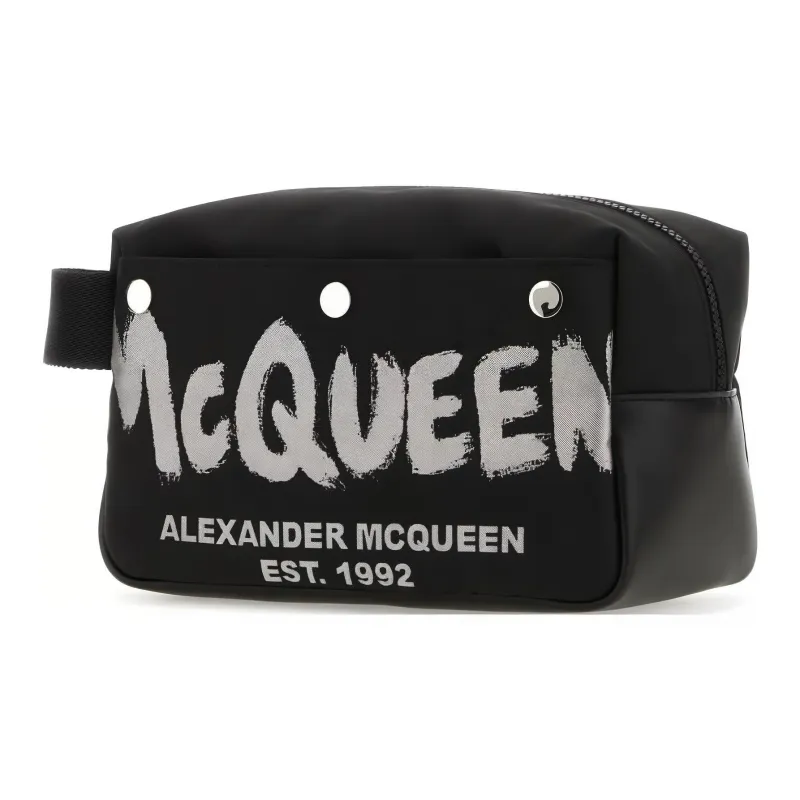 Alexander McQueen Leather Makeup Bag Men's Black-1