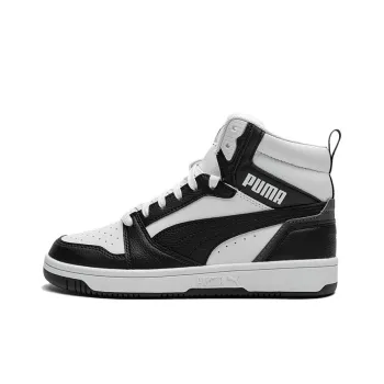PUMA Rebound V6 Slip-Resistant Cushioning Wear-Resistant Mid-Top Children's Basketball Shoes Black White Teenagers