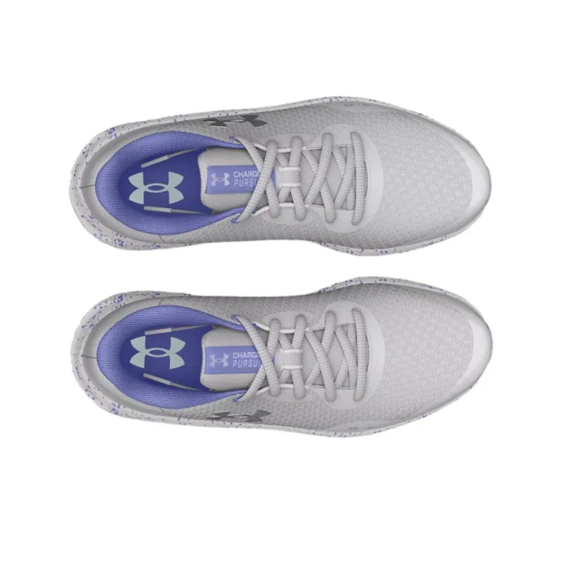 Under Armour Charged Pursuit 3 Anti-Slip Wear-Resistant Low-Top Kids' Running Shoes Gray Silver Teenagers-3