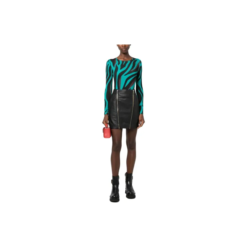 PINKO Zip-up Leather Miniskirt-2