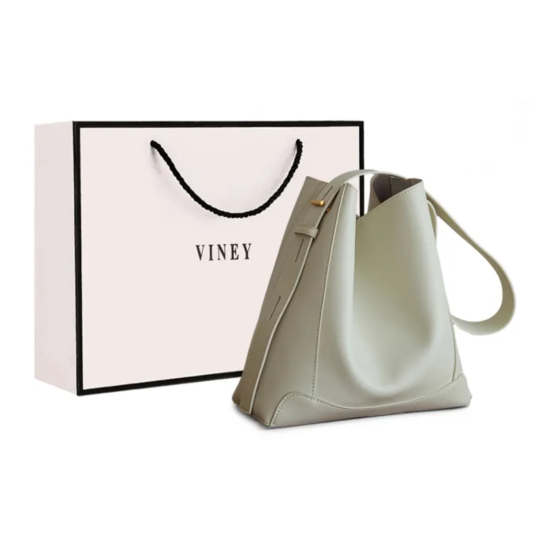 VINEY Cow Leather Shoulder Bag, Crossbody Bag, Bucket Bag Large Size Women's Cocoa Brown-9