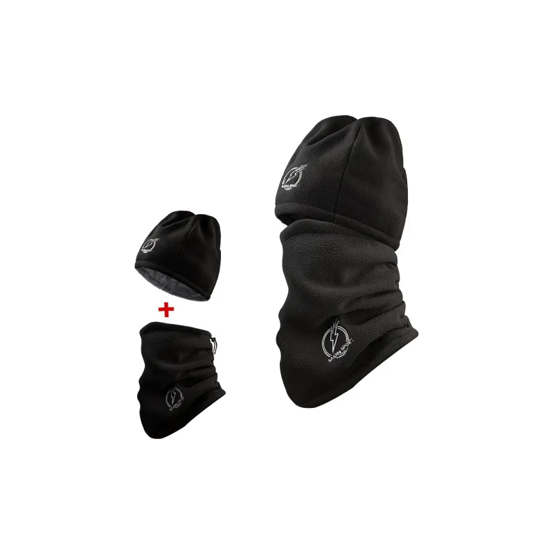 JIEKAI Riding Equipment Head Cover+Face Mask Unisex Polar Fleece 50 60CM Black Gray-2
