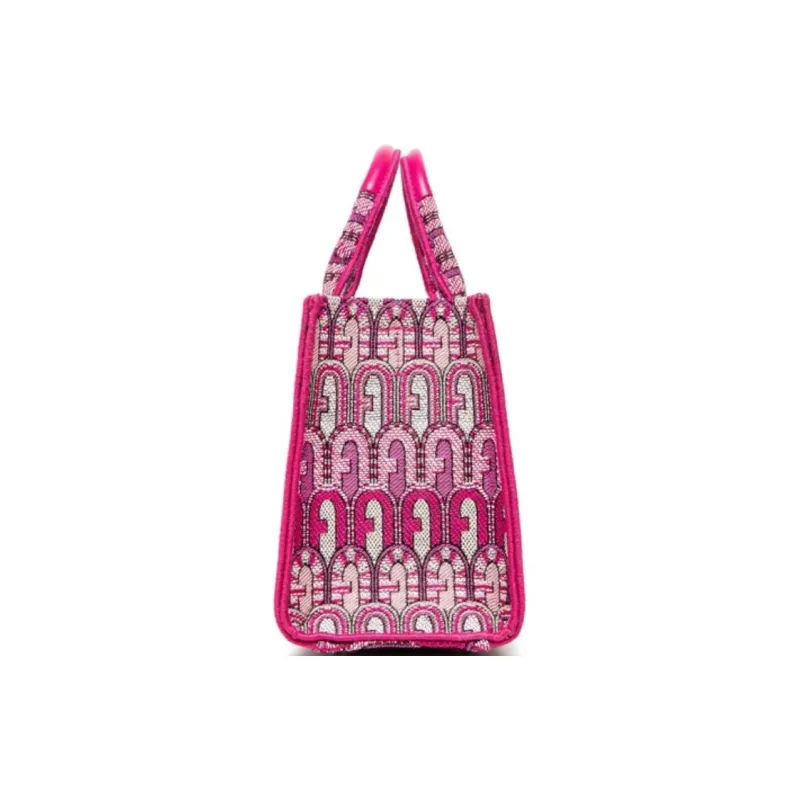 Furla Opportunity Fabric Tote Bag Shopping Bag Shoulder Bag Crossbody Bag Handbag Small Size Women's Pink-3