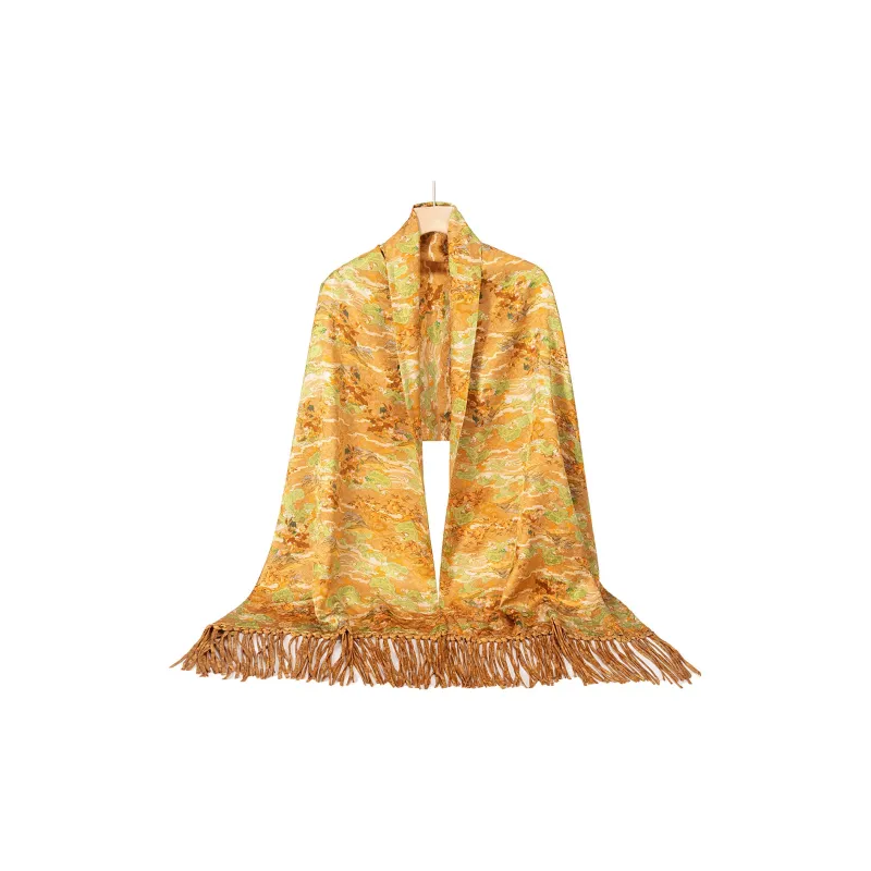 Shanghai Story 100% Mulberry Silk Scarves Women's Luxurious Golden Autumn, Gift Box Set-6