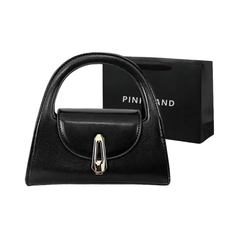 PINK·LAND PU Handbag Crossbody Bag Women's Ecru Black-2