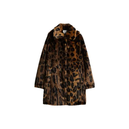 H&M Coats Women's Beige/Leopard