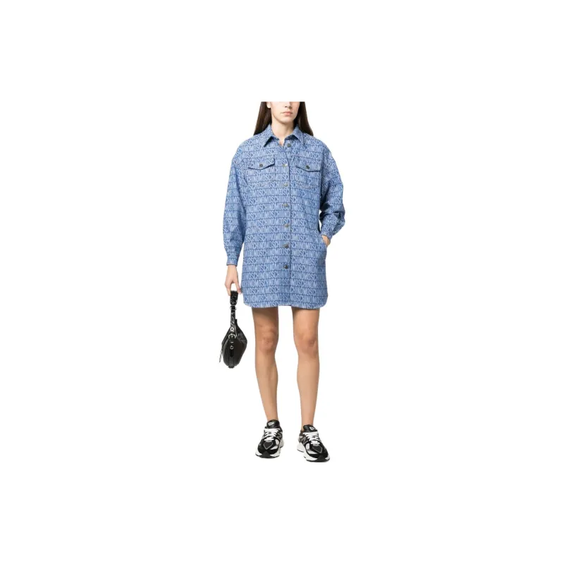 MOSCHINO Long Sleeved Dresses Women's Blue-1
