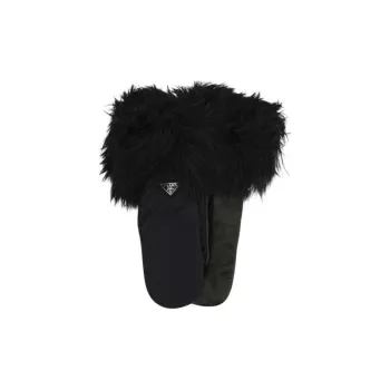 PRADA Logo Plaque Fax Fur Gloves