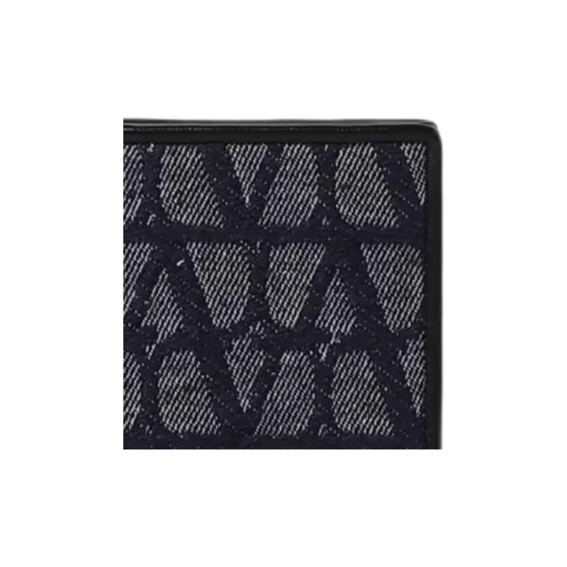 Valentino Cotton Denim Wallet Men's Blue-3