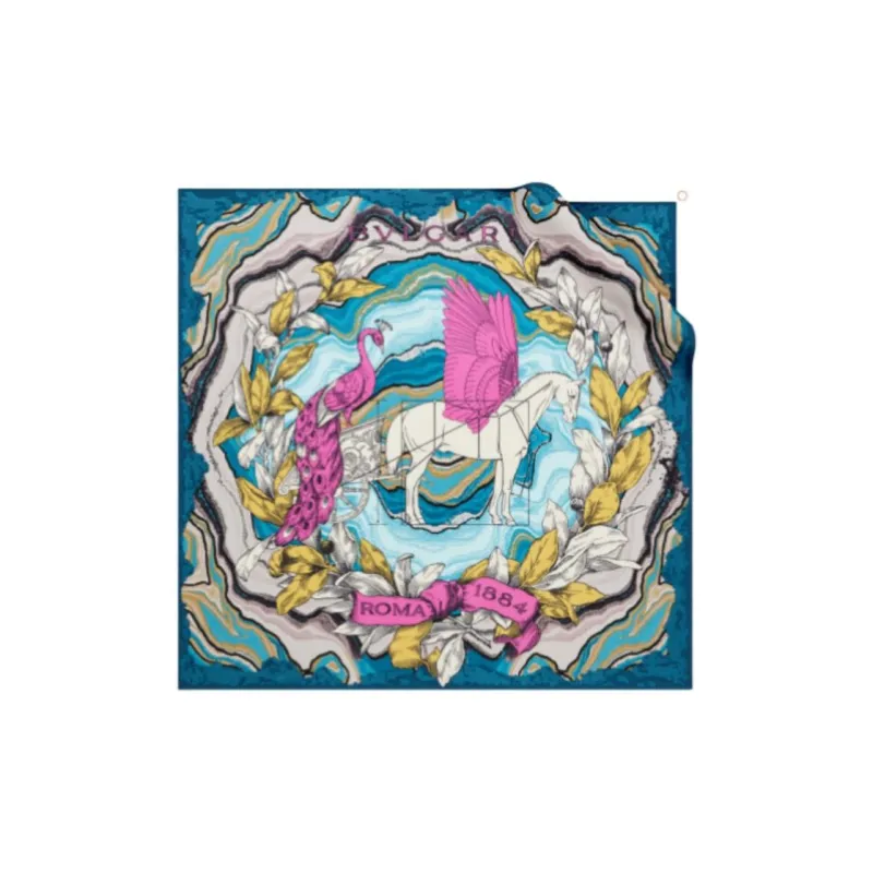 BVLGARI Silk Silk Scarves Women's Blue-0