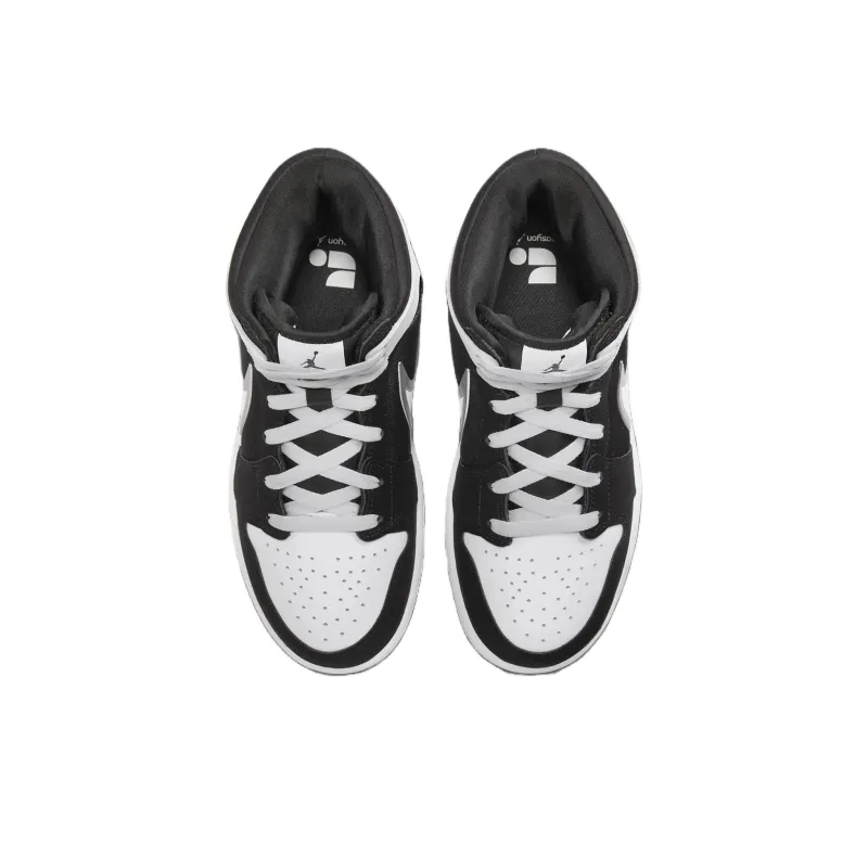 Jordan Air Jordan 1 Anti Slip Wear Resistant Mid Top Children's Basketball Shoes Black Unisex-3