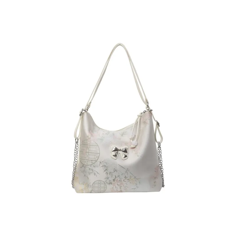 NOMK PU Backpack Crossbody Bag Shoulder Bag Backpack Women's Pearlescent White/silver/pink/blue-0