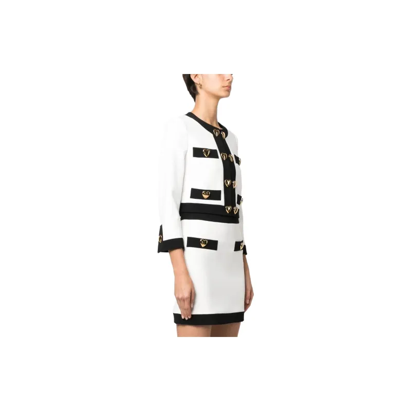 MOSCHINO Heart Embellished Long Sleeved Cropped Jacket-3