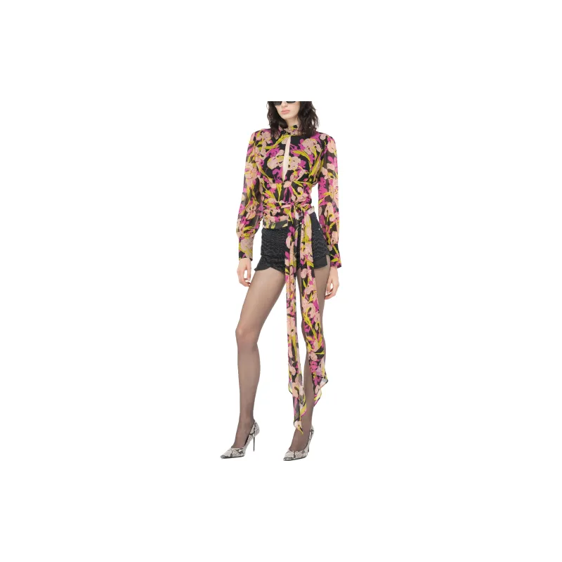 PINKO Floral Printed Cut Out Detailed Blouse-2