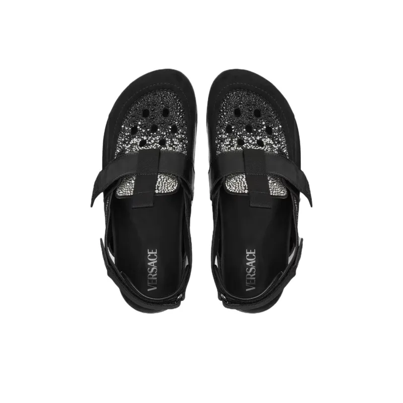 VERSACE Crystal Casual Shoes Men's Black-3
