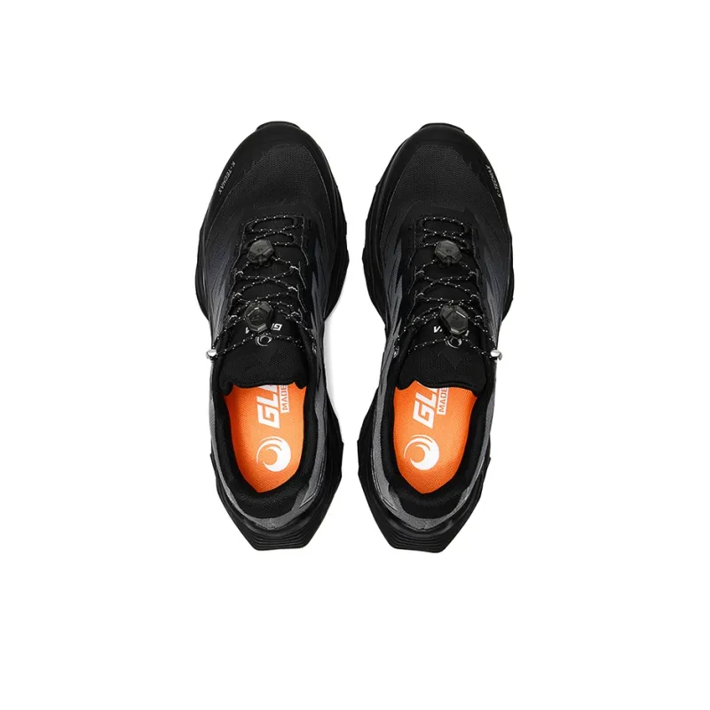 GLUNA Cushioned Anti-Slip Wear-Resistant Breathable Lightweight Low-Top Trail Running Running Shoes Unisex Black Gray-3