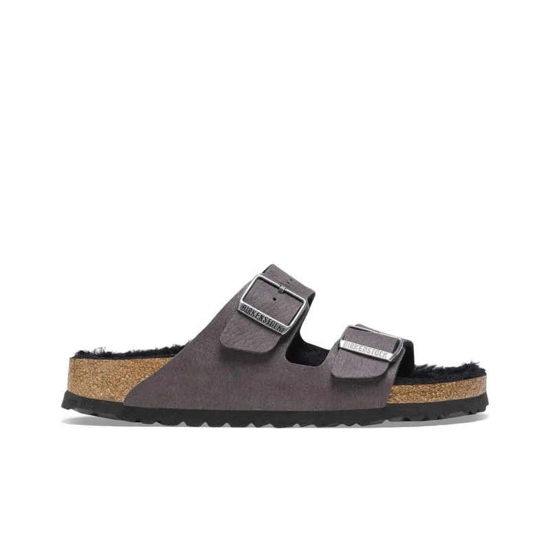 Birkenstock Arizona Shearling Slip Resistant Abrasion Resistant Slide Slippers Unisex Black Gray Color-1