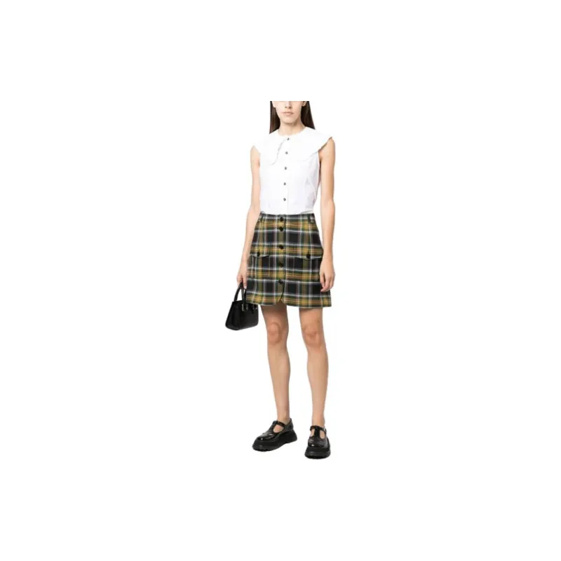 KENZO Plaid check A line Miniskirt-1