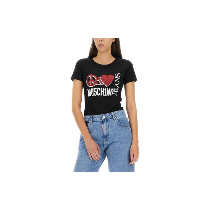 MOSCHINO Jeans Logo Printed Crewneck T Shirt-2