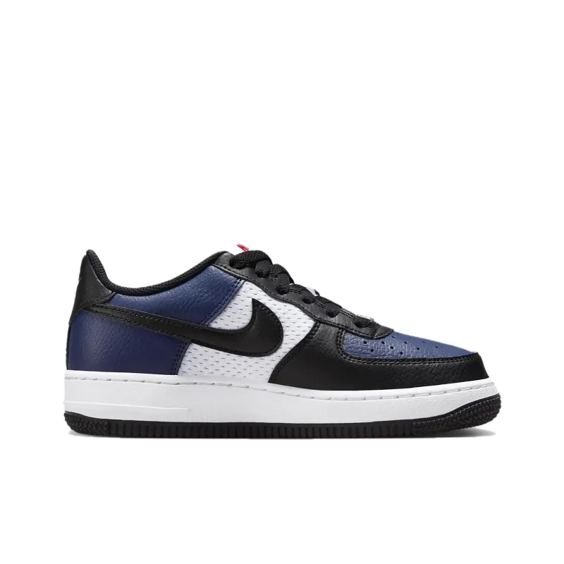 Nike Air Force 1 Abrasion Resistant Low Top Kids' Skateboarding Shoes Blue White Black Unisex-1