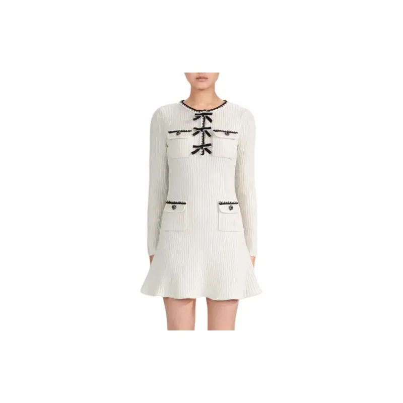 Self portrait FW22 Long Sleeved Dresses Women's White-2