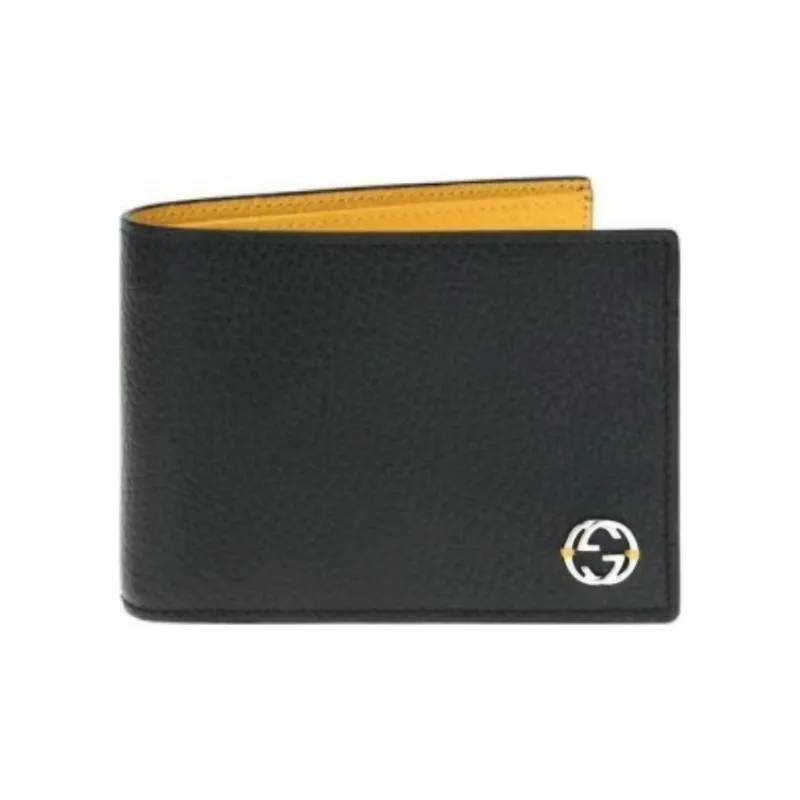 GUCCI Leather Wallet Men's Black & Yellow-0